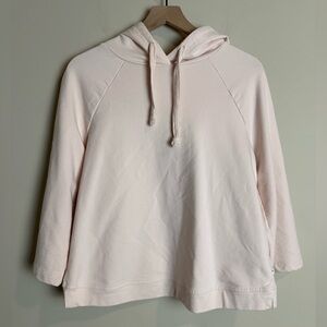 Pact Womens Organic Cotton 3/4 Sleeve Hooded Pullover Sweatshirt Small Pink